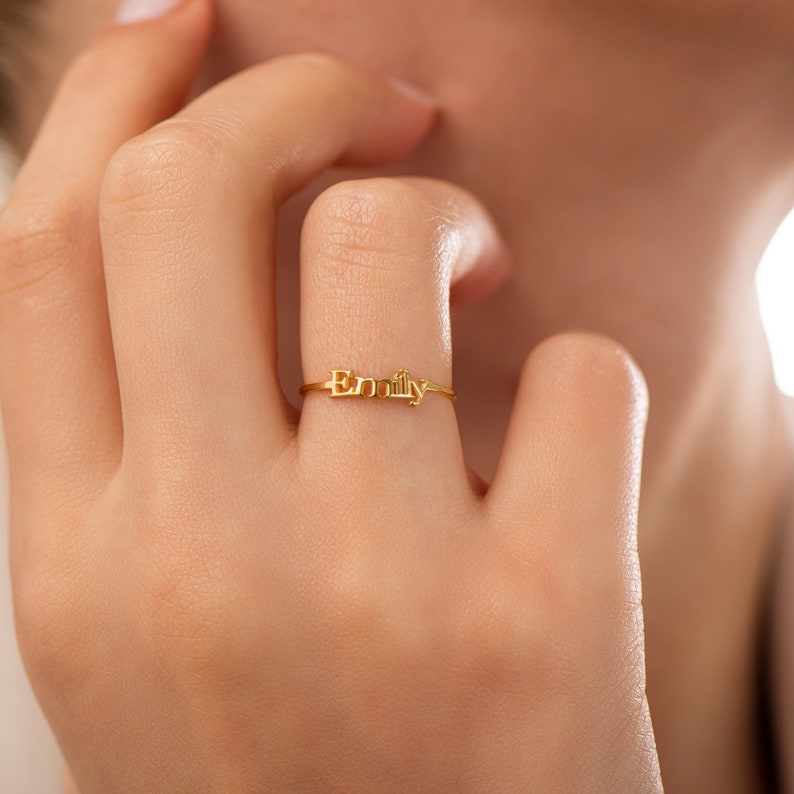 Gold Name Ring Baby Shower Gift Personalized Name Ring Christmas Gifts Mom Name Ring