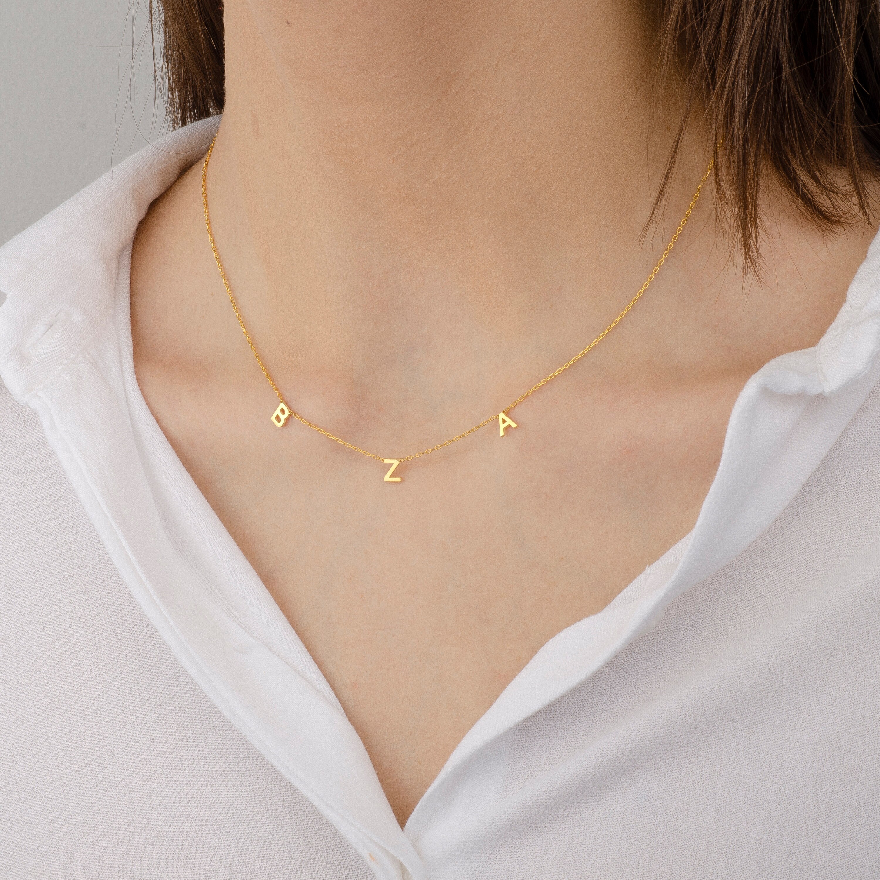 3 Initial Necklace Letter Name Necklace Custom Name Necklace