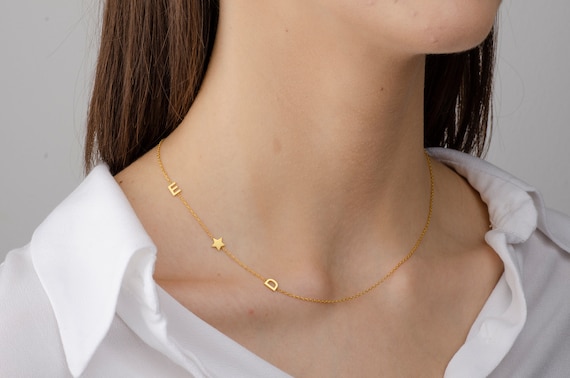 Zoë Chicco 14k Gold 3 Letter with Diamond Bezel Necklace – ZOË CHICCO