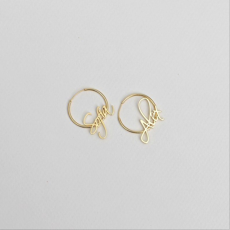 Name Earring, Personalized Earrings, Pesonalized Jewelry, Name Hoop Earrings, Sterling Silver Name Earring, Gift For Her, Christmas Gift image 1