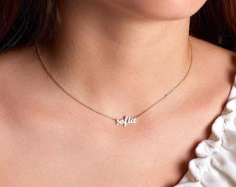 Custom Dainty Name Necklace, Minimalist Necklace, Perosonalized Name Necklace, Script Font Necklace in Sterling Silver, Christmas Gift