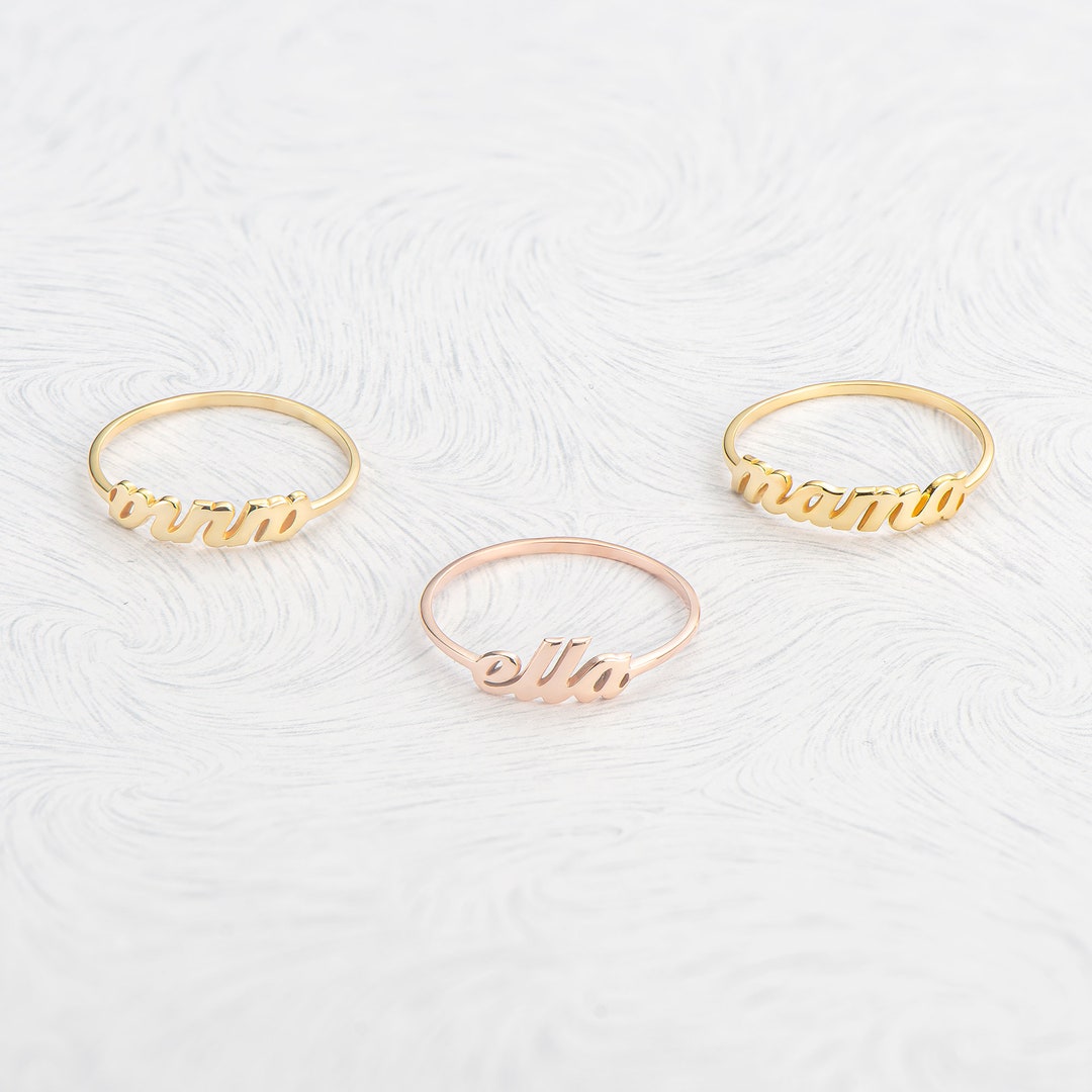 Etsy Name Rings Stackable Stackable Name Rings, Dainty Stacking Name Ring, Personalized Rings ...