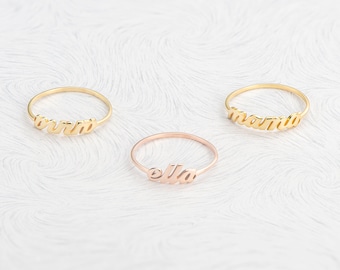 Stackable Name Rings, Dainty Stacking Name Ring,  Personalized Rings, Stack Rings, Christmas Gift Mothers Day Gift