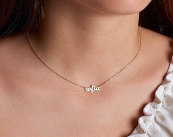 Custom Dainty Name Necklace, Minimalist Necklace, Perosonalized Name Necklace, Script Font Necklace in Sterling Silver, Christmas Gift