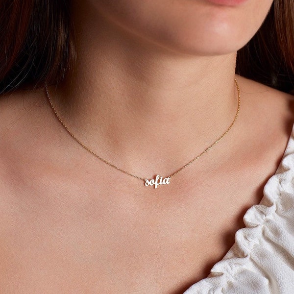 Custom Dainty Name Necklace, Minimalist Necklace, Perosonalized Name Necklace, Script Font Necklace in Sterling Silver, Christmas Gift