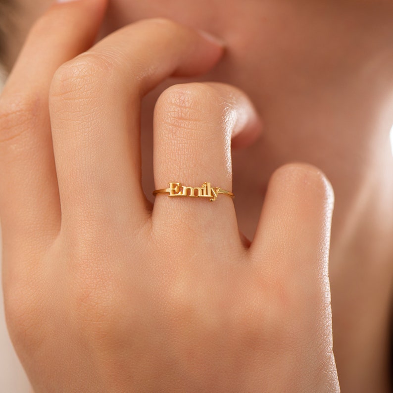 Gold Name Ring Baby Shower Gift Personalized Name Ring Christmas Gifts Mom Name Ring