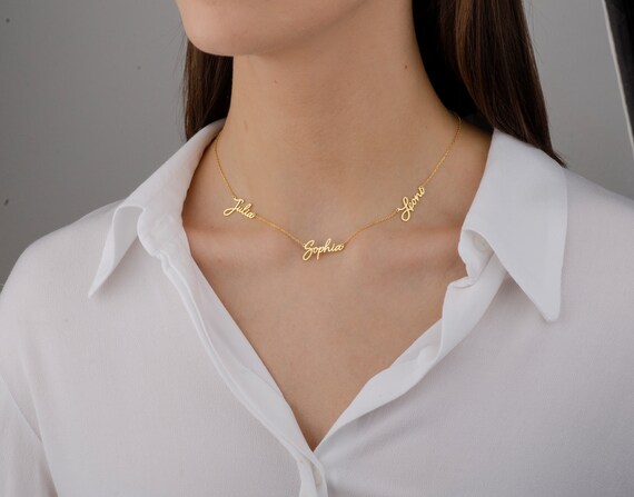 Heart Kids Name Necklace Multiple 