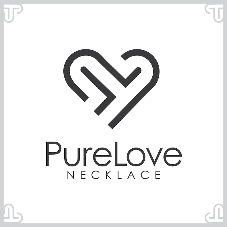 May include: A black and white logo for a jewelry company called "PureLove Necklace". The logo features a stylized heart shape made of interlocking lines.