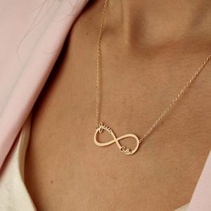 Infinity Name Necklace, Custom Family Kids Name Jewelry Gift for Wife