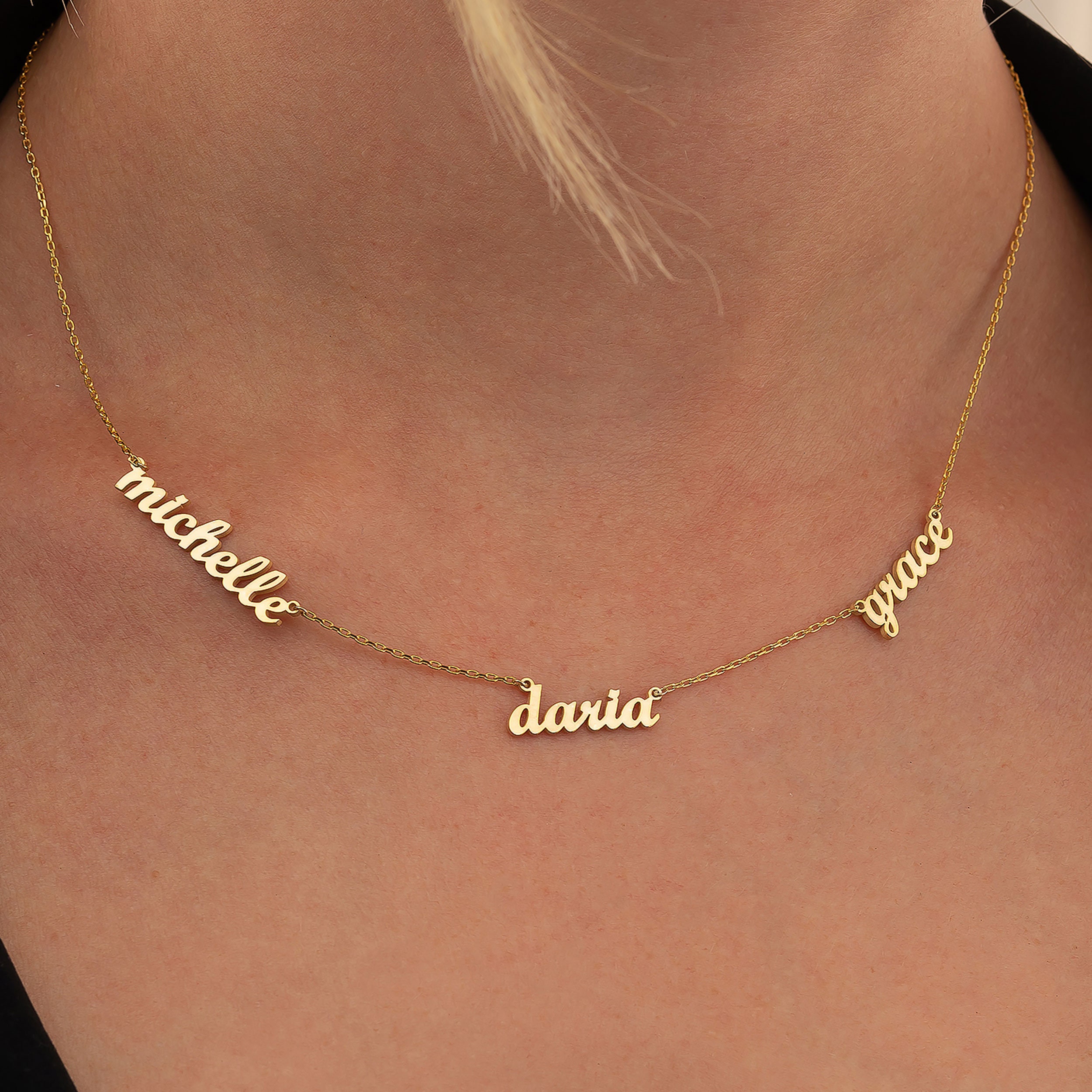 Custom Three Name Necklace, Family Names Jewelry, Triple Name Pendant…