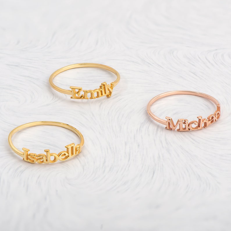 Gold Name Ring Baby Shower Gift Personalized Name Ring Christmas Gifts Mom Name Ring