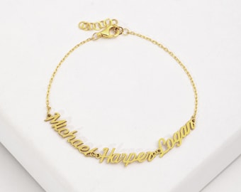 Multiple Name Bracelet , Kids Name Bracelet, Double Name Bracelet, Mother Day Jewelry, Mom Gift, Gift For Wife, New Mom Gift