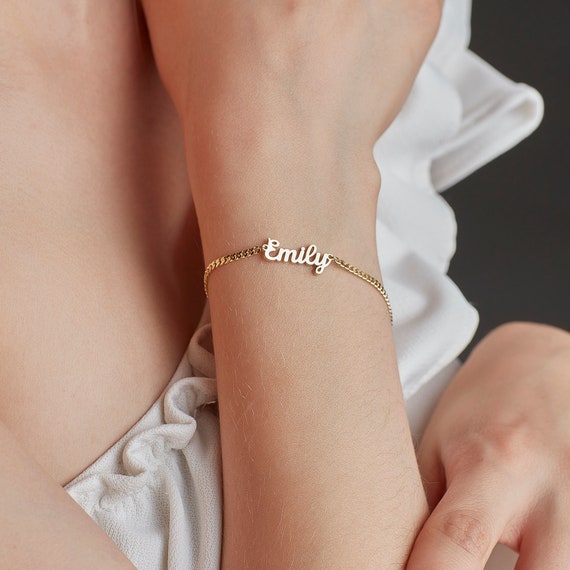 Buy 14k Gold Custom Name Bracelet With Birthstone for New Baby or Online in  India  Etsy