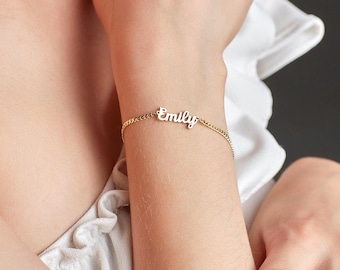 Name Bracelet, Gold Name Bracelet, Dainty Gold Name Bracelet, Personalized Jewelry, Custom Bracelet, Christmas Gift for Him & Her
