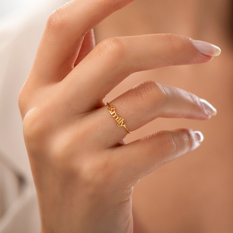 Gold Name Ring Baby Shower Gift Personalized Name Ring Christmas Gifts Mom Name Ring