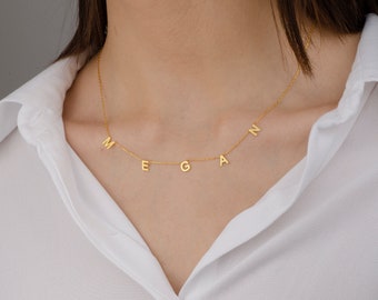 Custom Letter Necklace , Spaced Letter Necklace in Rose Gold , Custom Name Necklace ,Initial Necklace , Personalized Jewelry, Christmas Gift