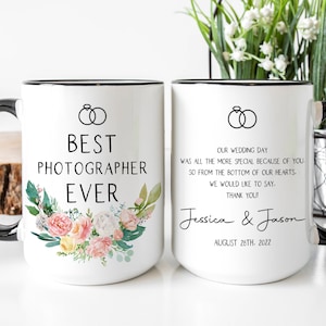 Wedding Photographer Gift, Photographer Mug, Best Photographer Ever Coffee Mug, Thank You for Marrying Us Appreciation Gift from Couple 01