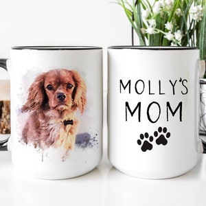 Individuelle Hunde Mama Tasse Geschenk für Hundeliebhaber, individuelle Haustier Tasse mit Bild von Ihrem Haustier, personalisierte Hundetasse mit Hunde Portrait Haustier Illustration