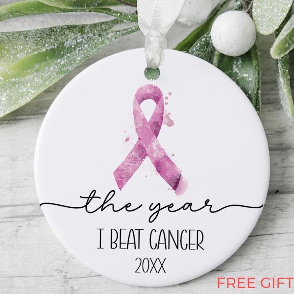 Breast Cancer Survivor Gift, I Survived Cancer Ornament, Encouragement Gift Cancer Fighter • Personalized Ceramic Ornaments Custom Keepsake