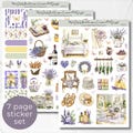 Seasonal Planner Sticker Sheets, French Provencial Summer Calendar Planner Journaling Sticker Set Watercolor Bullet Journal Sticker Pack 072