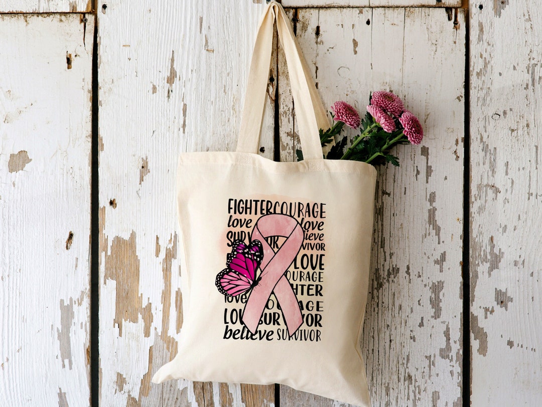 Breast Cancer Chemo Tote Bag, Stronger Than Cancer, Canvas Tote Chemo