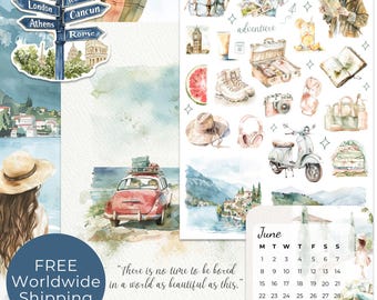 Monatlicher Aufkleber und Kunstdruck Snail Mail Club, 2026 Kalender Planer Journaling Sticker Set, Aquarell Bullet Junk Journal Sticker Pack Set