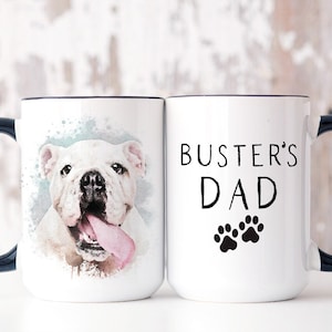 Custom Dog Dad Mug Gift for Dog Lover, Custom Pet Mug with Picture of Your Pet, Personalized Dog Mug with Dog Portrait Pet Illustration