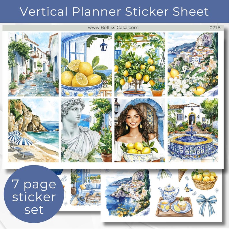 EC Vertical Planner Sticker Sheets, Mediterranean Summer Calendar ...