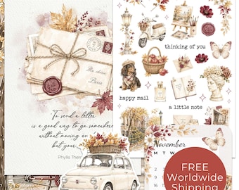 Monatlicher Sticker- und Kunstdruck-Club „Snail Mail“, Kalender-Planer-Journaling-Sticker-Set 2026, Aquarell-Bullet-Junk-Journal-Sticker-Set