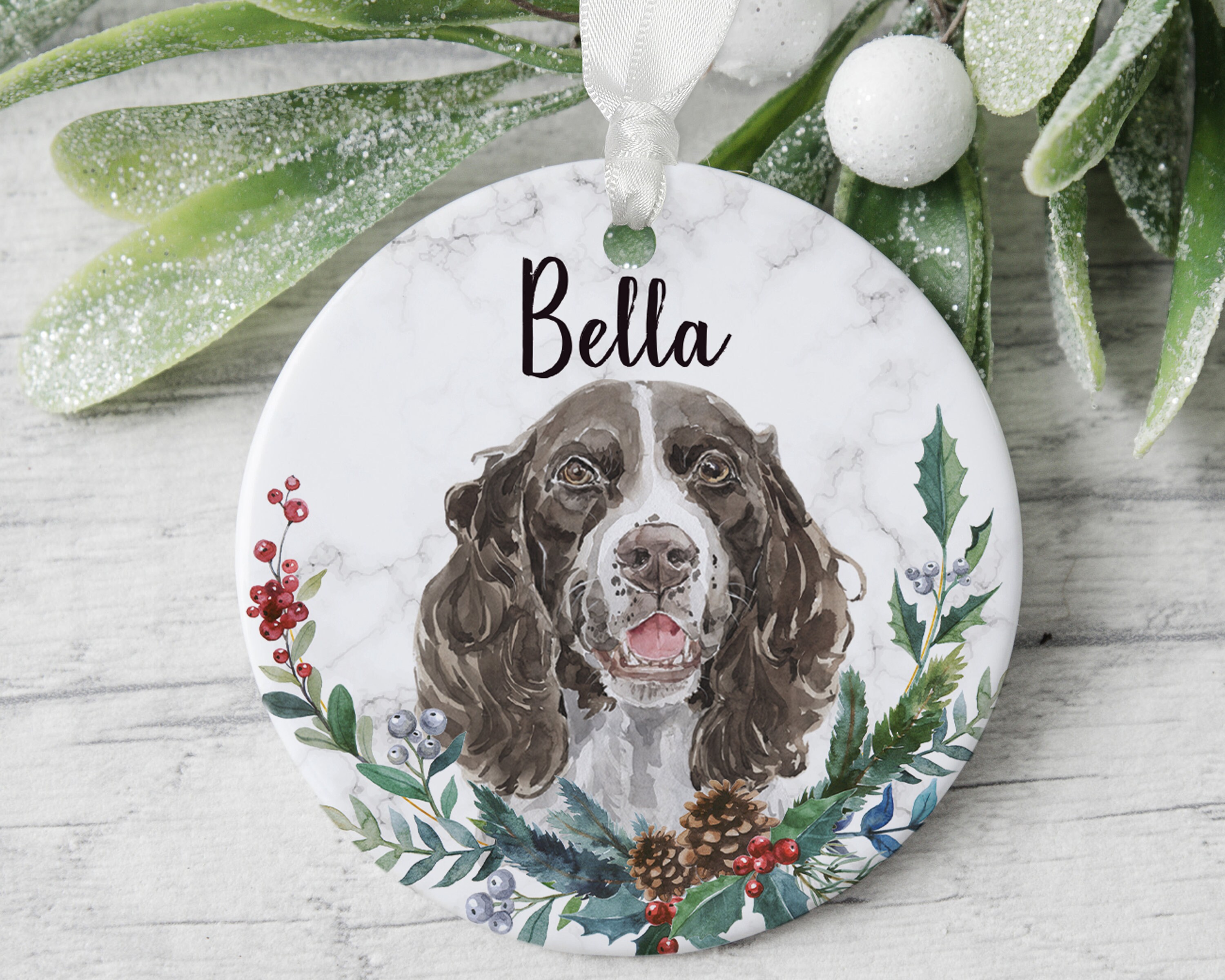 English Springer Spaniel Dog Ornament Pet Lover Gift Custom Pet