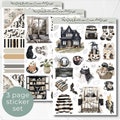 Seasonal Planner Sticker Pack, Halloween Nights Aesthetic Calendar Planner Journaling Sticker Set Custom Bullet Journal Sticker Sheets 006