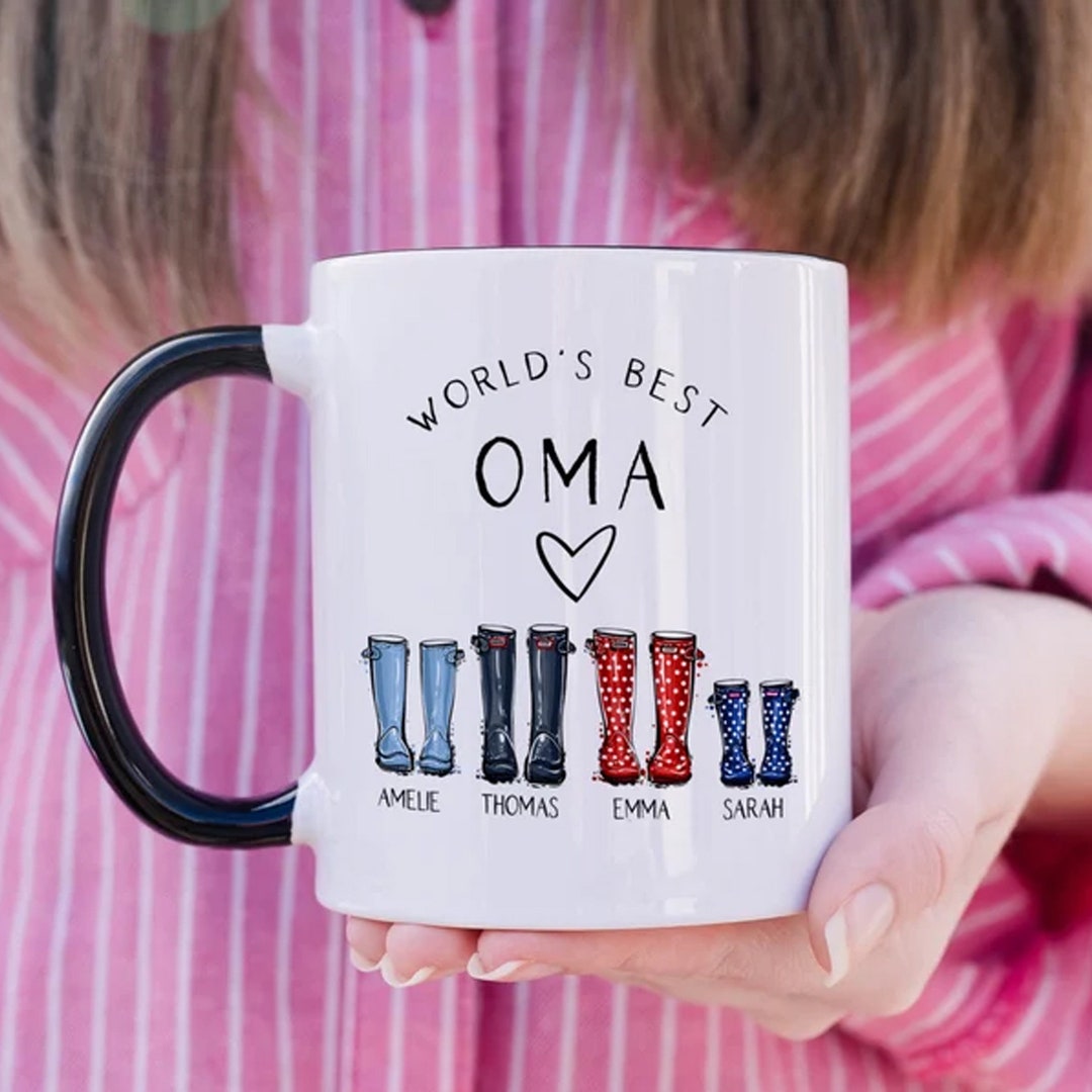 Custom Welly Family Portrait Grandma Coffee Mug, Personalized Mug With