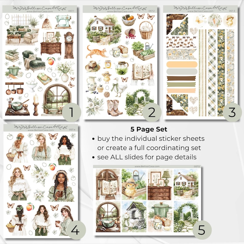 Vertical Planner Sticker Sheets, Rustic Spring Cottage Calendar Planner ...