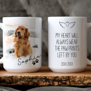 Custom Dog Remembrance Gift Photo Mug, Memorial Dog Portrait Picture Mug, Personalized Dog Sympathy Gift, Loss of Dog Bereavement Gift