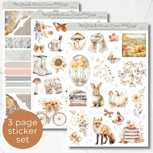 Seasonal Planner Sticker Sheet Set, Cozy Neutral Fall Calendar Planner Journaling Sticker Set, Custom Aesthetic Bullet Journal Stickers 001