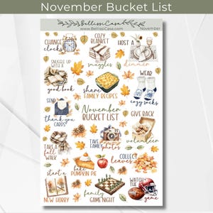 October Fall Bucket List Sticker Sheet, Seasonal Planner Sticker, Watercolor Calendar Planner Journaling Sticker Page for Bullet Journal 128 image 14