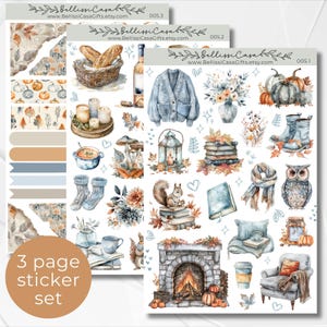 Seasonal Planner Sticker Pack, Cozy Autumn Days Aesthetic Calendar Planner Journaling Sticker Set Custom Bullet Journal Sticker Sheets 005