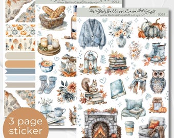Saisonaler Planner Sticker Pack, Gemütlicher Herbsttage Ästhetischer Kalender Planer Journaling Sticker Set Benutzerdefinierte Bullet Journal Sticker Sheets 005