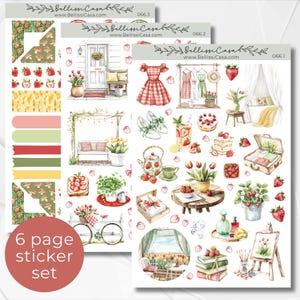 Seasonal Planner Sticker Sheet Set, A Very Berry Summer Calendar Planner Journaling Sticker Set, Watercolor Bullet Journal Sticker Pack 066