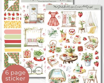 Zestaw naklejek do kalendarza sezonowego, zestaw naklejek do kalendarza letniego „Very Berry Summer”, zestaw naklejek do dziennika Bullet Journal w kolorze akwareli 066