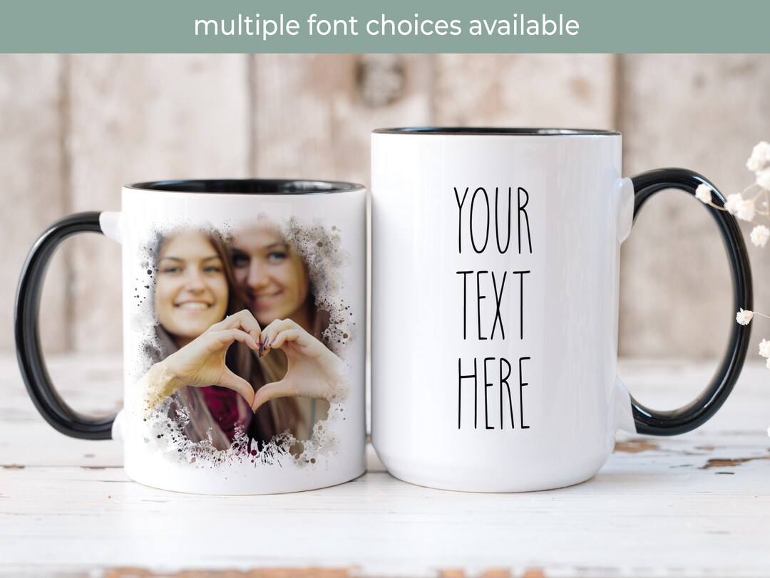 Custom Photo Mug, Personalized Photo Picture Mug With Custom Text, Design Your Own DIY Mug ...