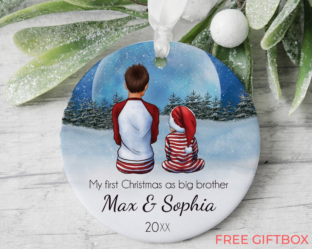 First Christmas as Big Brother Siblings Ornament, Custom Family