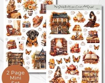 Saisonaler Planer Sticker Set, Herbst Herbst Lesung Ästhetischer Kalender Planer Journaling Sticker Mini Set Bullet Journal Sticker Sheets 135
