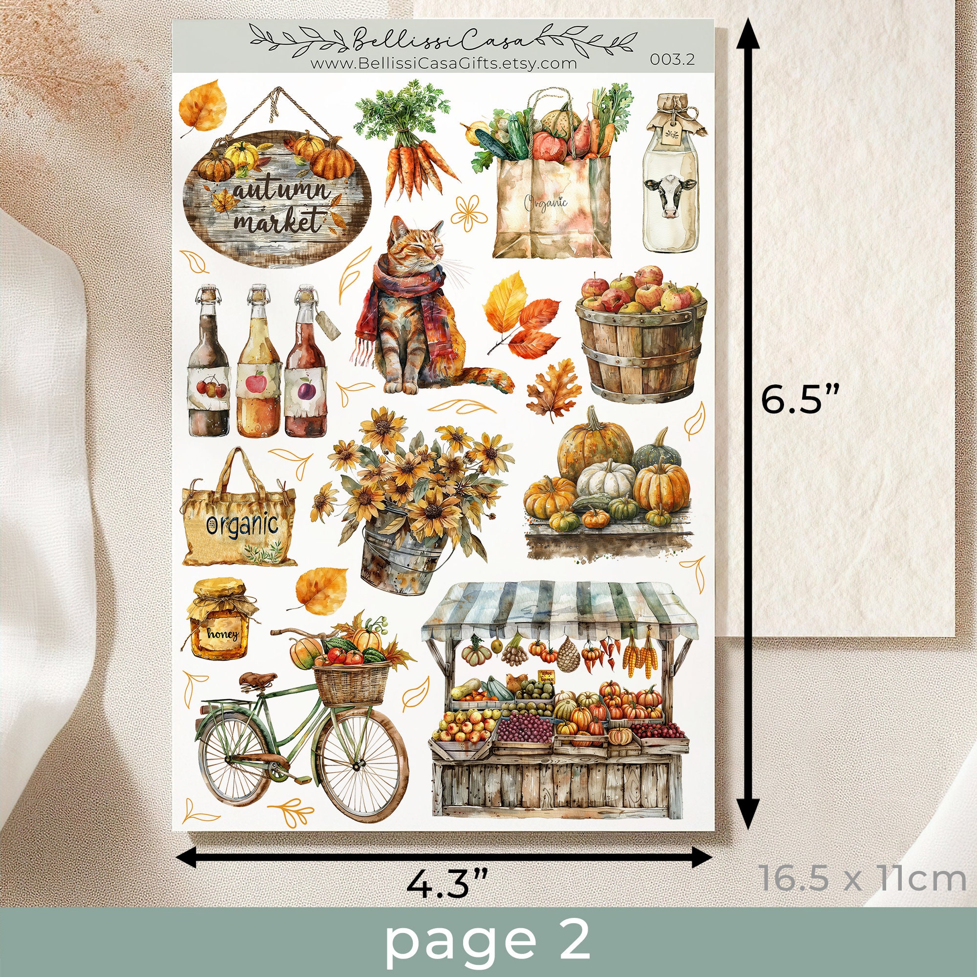 Seasonal Planner Sticker Pack, Fall Farmers Market Aesthetic Calendar ...