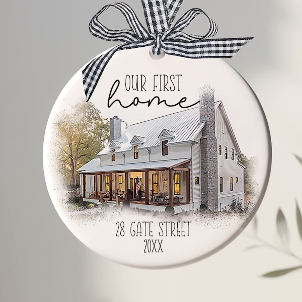 Custom House Portrait New Home Ornament, Housewarming Gift New House Ornament, First Home Ornament Realtor Gift, New Home Owner Gift Ideas