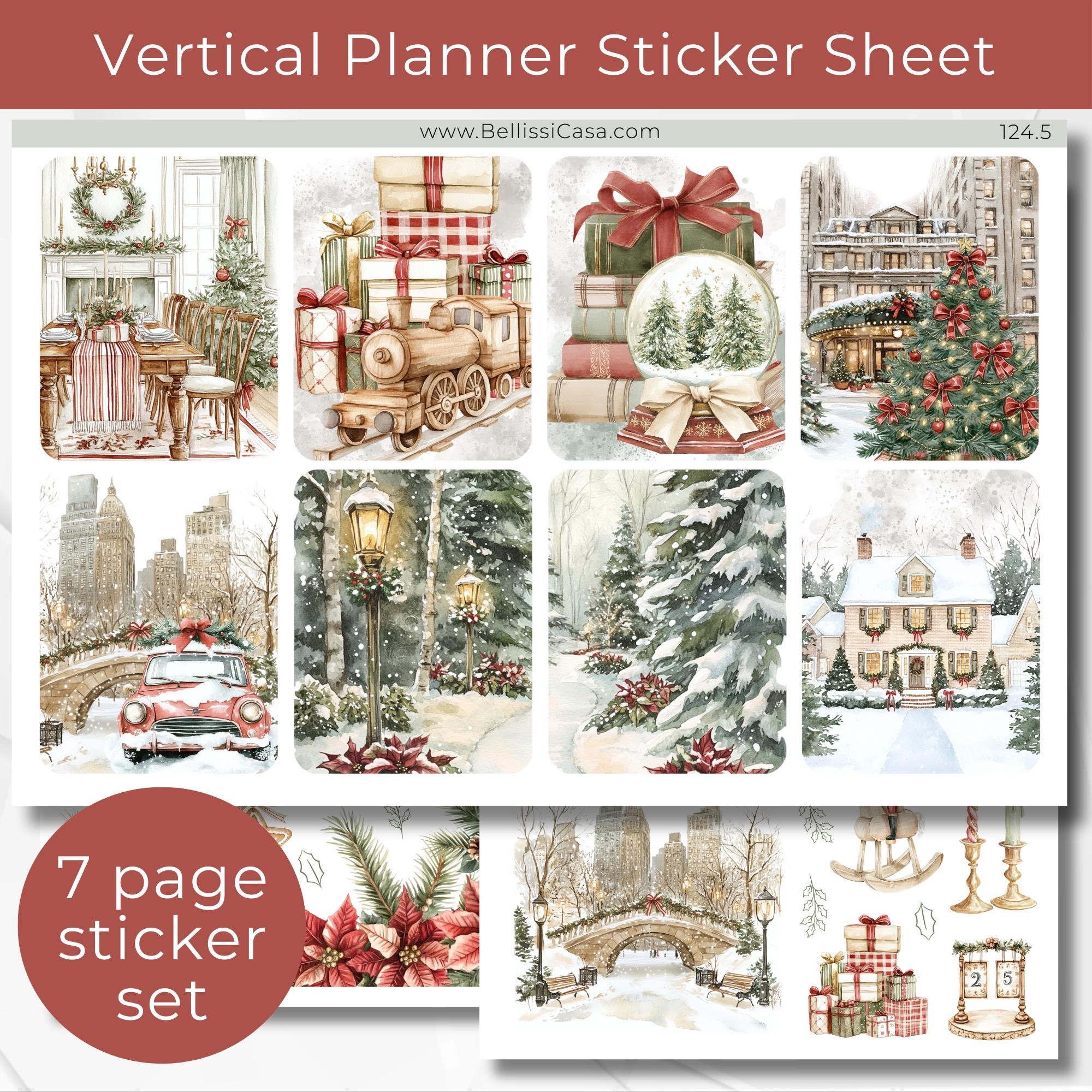 EC Vertical Planner Sticker Sheets, Christmas Wishes Calendar Planner ...
