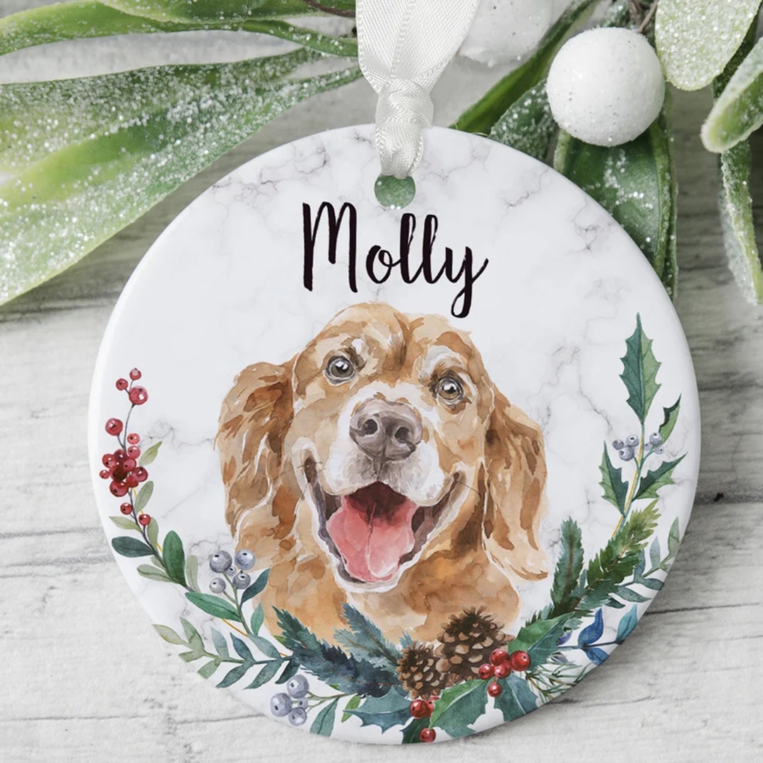 Golden Retriever Dog Ornament With Name Custom Dog Ornament Etsy