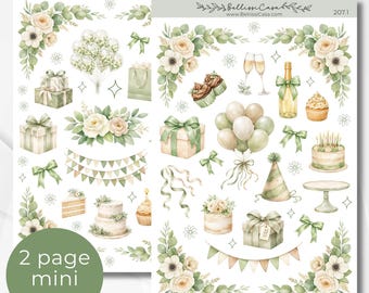 Saisonaler Aufkleber, Salbei Geburtstagskalender Sticker Set, Bullet Journal Sticker Sheet 207