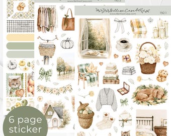 Saisonales Planer-Sticker-Set, Beliebtes Herbstkalender-Planer-Journaling-Sticker-Set, Aquarell-Bullet-Journal-Sticker-Pack, Nr. 192