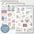 Seasonal Planner Sticker Sheets, Hello July 4th of July Calendar Planner Journaling Sticker Set, Watercolor Bullet Journal Sticker Pack 084